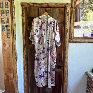 Kimono Silk Robe | Silky Kimono Sleeves Long Robe | Wedding Robe | Long